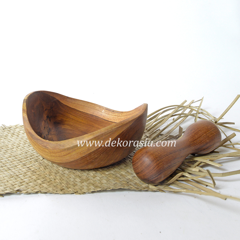 Antique Shape Teak Bowl Diameter 5.7 inches, Serving Wood Bowls - Image 1