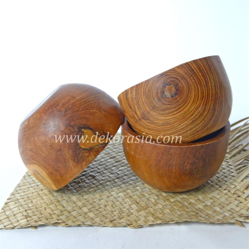 Mini Teak Bowl Wood Round Size Dia 3 to 4 inches, Wood Bowls Kitchenware - Image 2