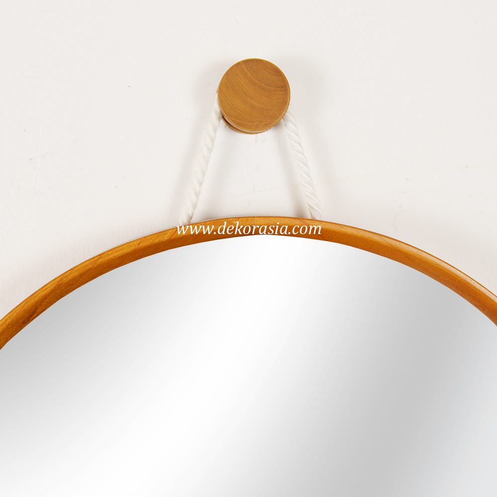 Natural Round Mirror Decorative, Wall Mirror Home Decoration, Wood Frame Mirror - Image 3