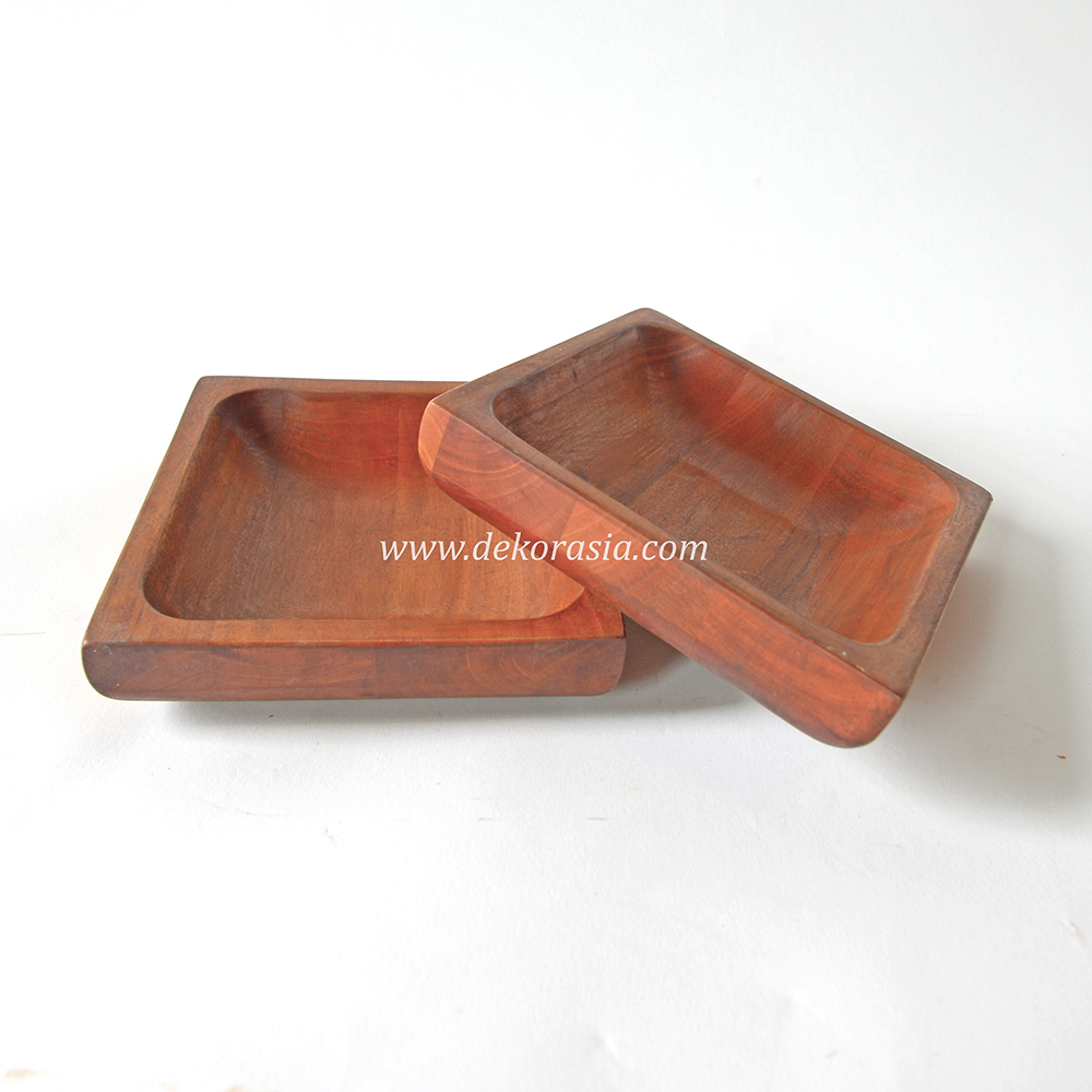 Natural Square Wood Bowl, Wooden Tableware - Image 3