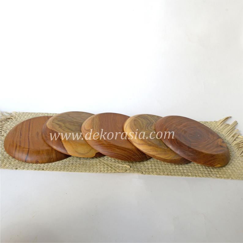 Round Teak Wooden Tray Diameter 5.9 to 9.8 inches, Dinnerware Set Dishes & Tray Serving - Image 4