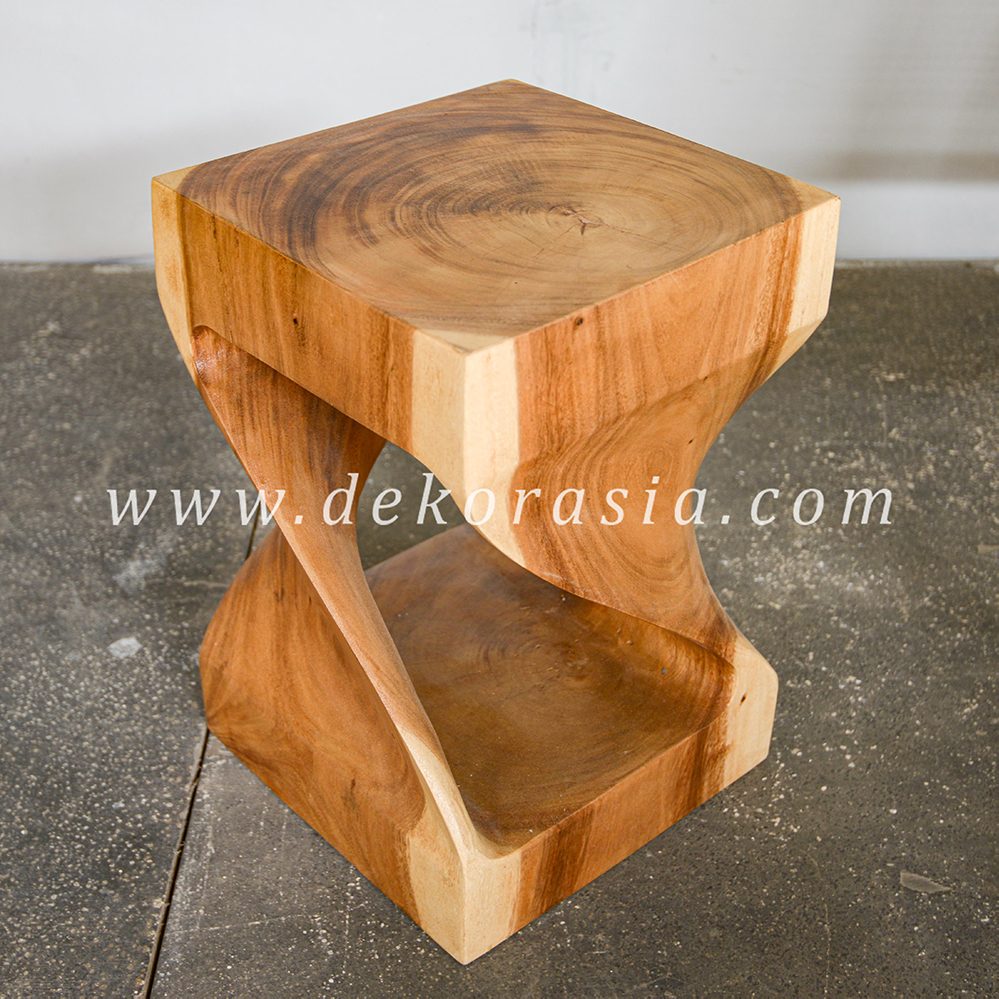 Square Single Twist Wooden Stool for Home Furniture - Image 2