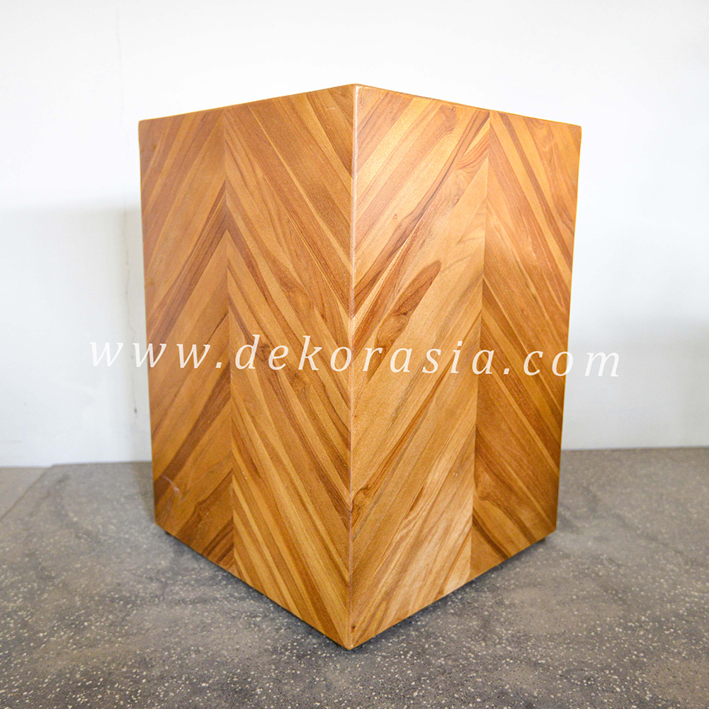 Teak Barn Stool with Rubber Feet - Wood Stools Decor - Image 3