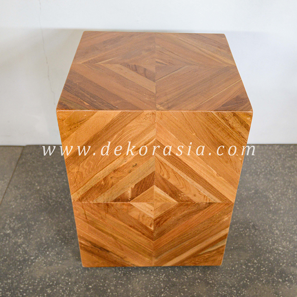 Teak Barn Stool with Rubber Feet - Wooden Stools - Image 2