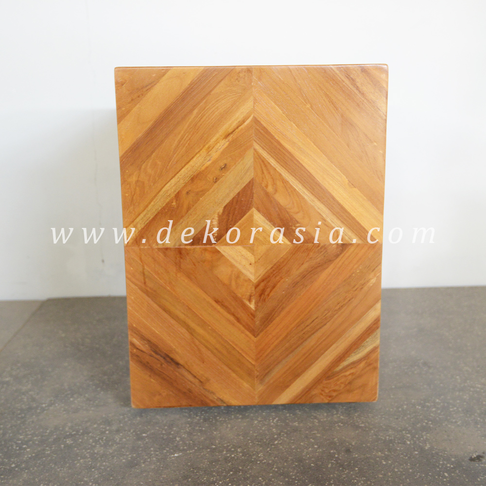 Teak Barn Stool with Rubber Feet - Wooden Stools - Image 4