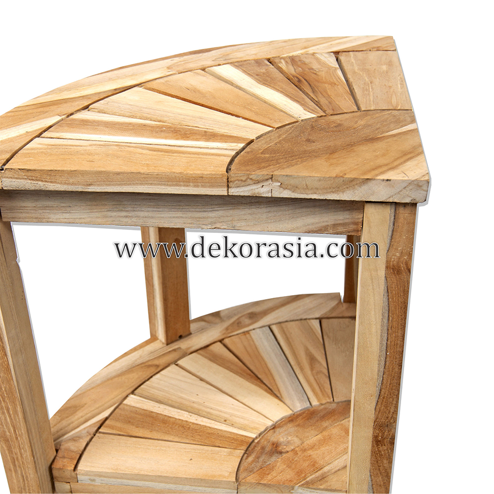 Natural Teak Corner Bench 3 Layer Bathroom Triangle Shaped with Shelf, Bathroom Set Accessories - Image 4