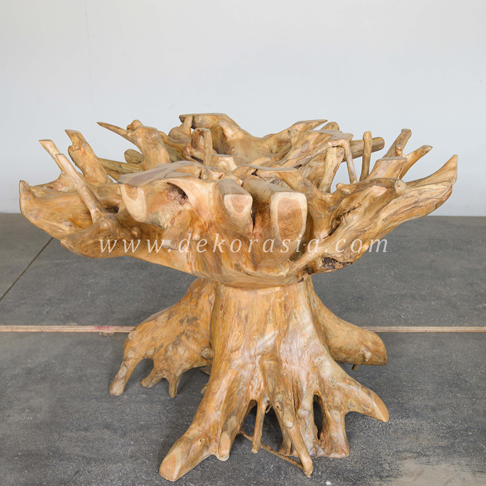 Teak Root Dining Tables, Antique Style Luxury Teak Wood Root Dining Tables, Round Dining Table - Image 4