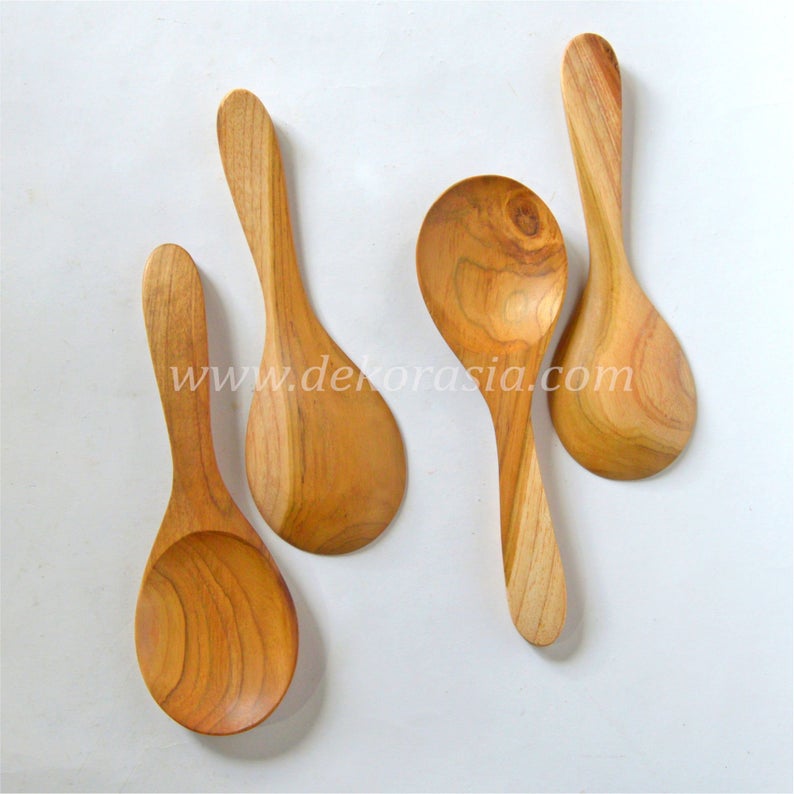 Natural Teak Wood Ladle - Length 8.8 to 9 Inches, Wooden Spoon Kitchenware - Image 3