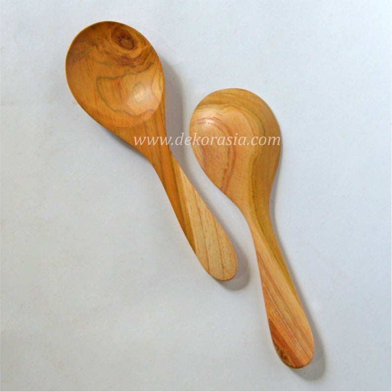 Natural Teak Wood Ladle - Length 8.8 to 9 Inches, Wooden Spoon Kitchenware - Image 2