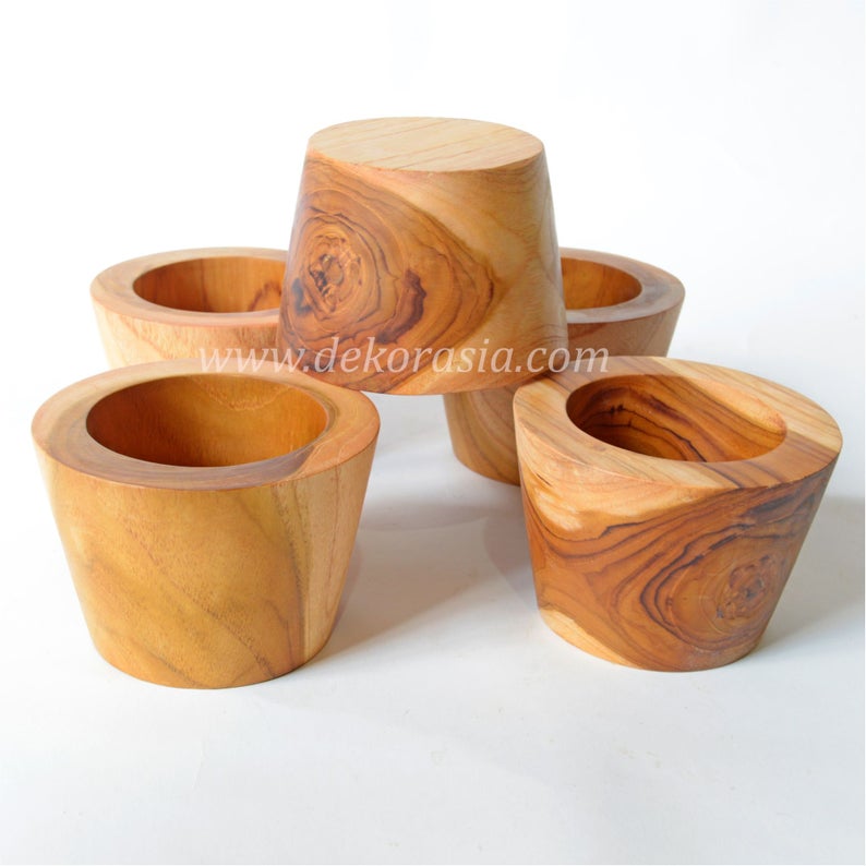 Teak Wood Mortar Size Dia 4.2 to 6 Inches, Natural Teak Mortar - Image 4
