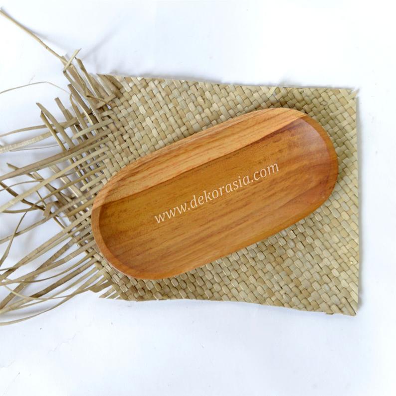 Natural Teak Wood Oval Tray, Dinnerware Set Dishes and Trays - Image 1