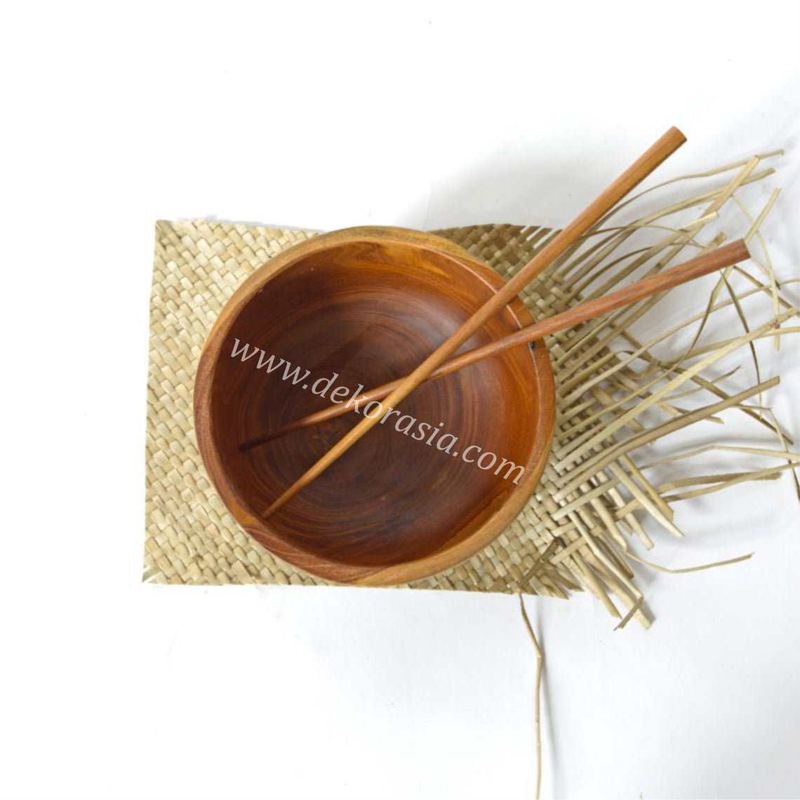 Teak Bowls Kitchenware, Teak Wood Round Bowl Dish Serving Size Dia 6.7 inches - Image 2