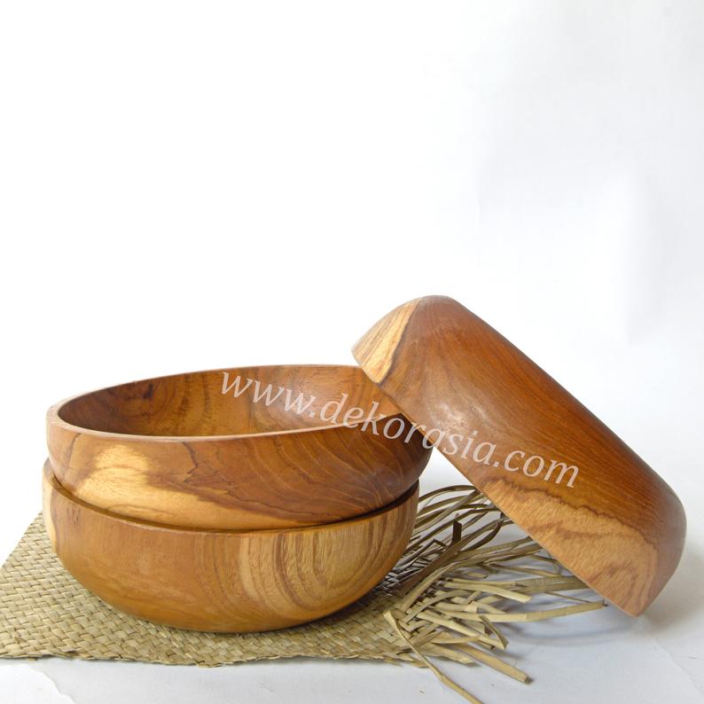 Natural Teak Wood Round Tray Dish Serving, Dinnerware Set Dishes and Trays - Image 3