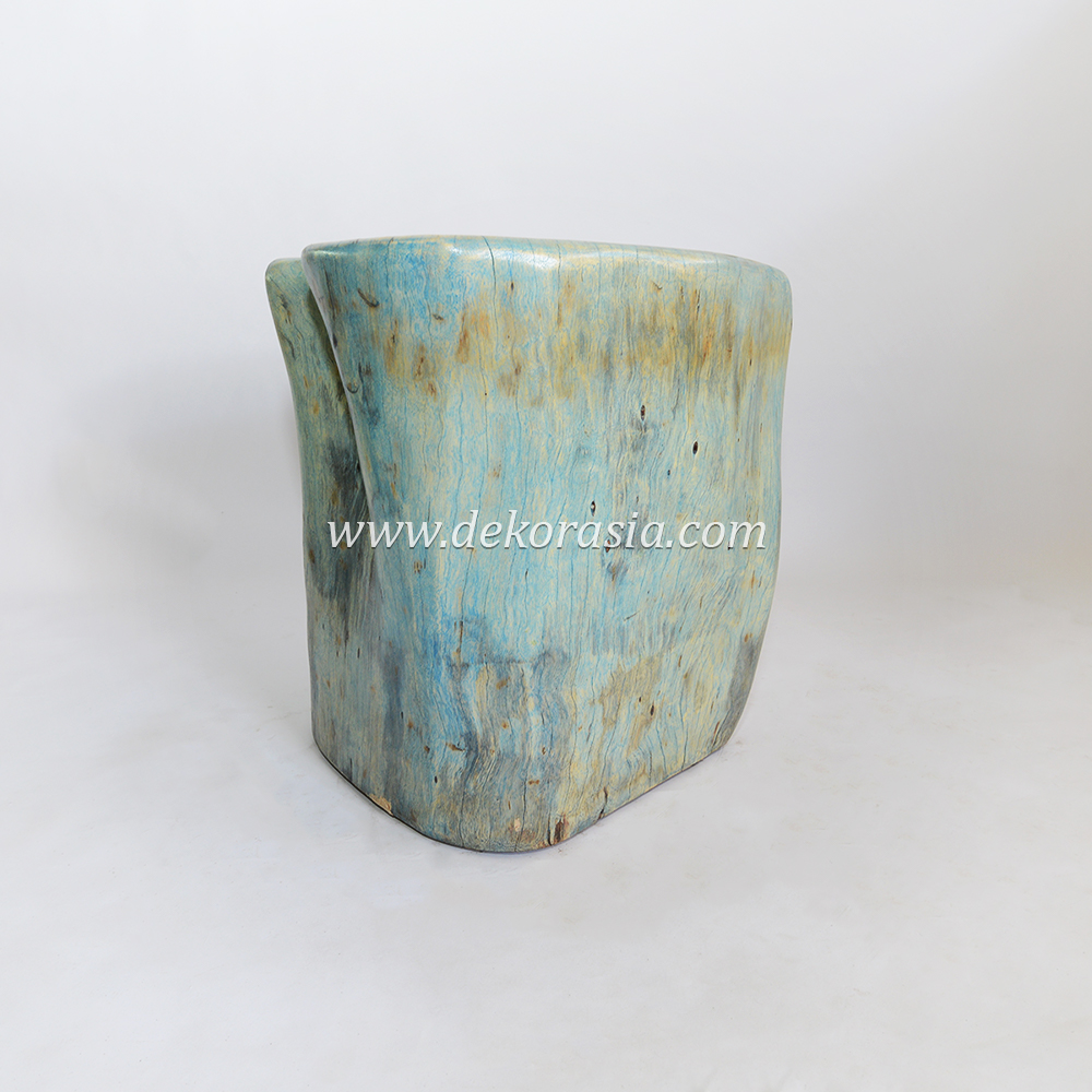 Solid Wood Stool Soft Blue, Wood Stool Decorative, Wooden Stool for Patio, Living Room Furniture - Image 2