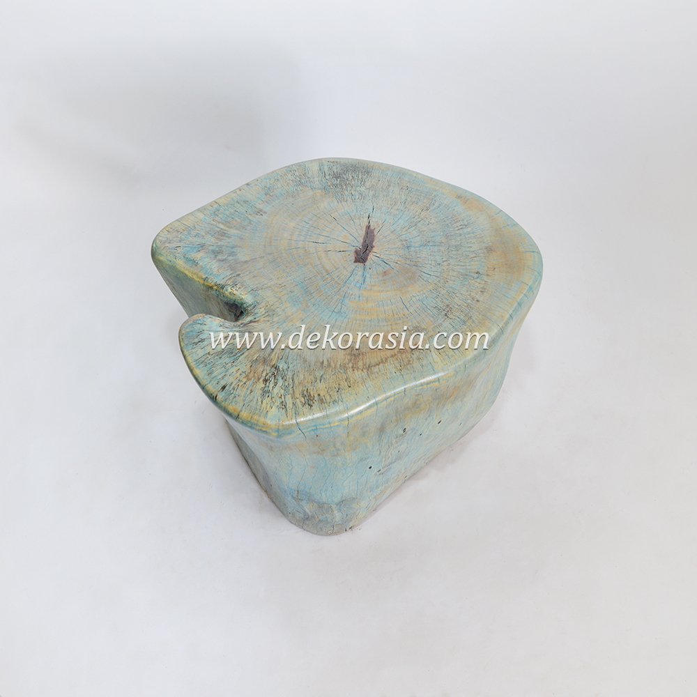 Solid Wood Stool Soft Blue, Wood Stool Decorative, Wooden Stool for Patio, Living Room Furniture - Image 4