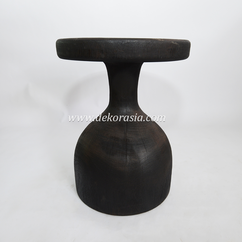 Black Wooden Stool Decorative, Unique mushroom shaped Stool, Solid Wood Stool Wood Furniture - Image 2