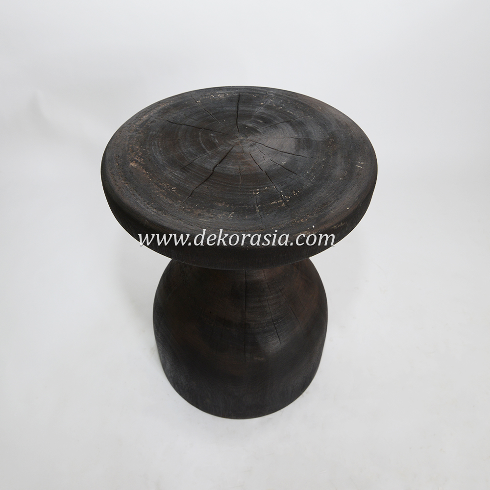 Black Wooden Stool Decorative, Unique mushroom shaped Stool, Solid Wood Stool Wood Furniture - Image 3