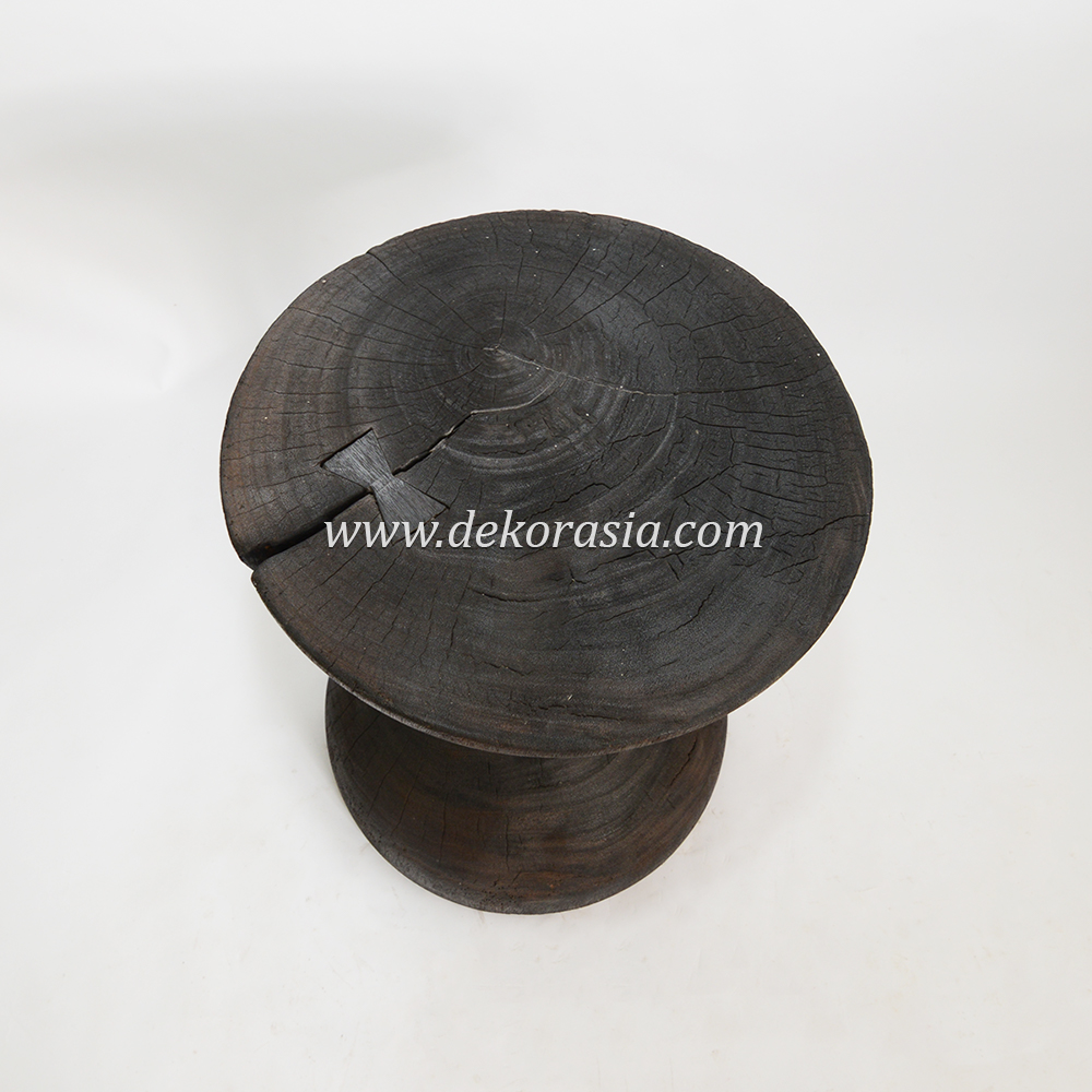 Black Wood Stool for Home Living Room, Unique Wooden Stool Decorative, Suar Wooden Stool Chair - Image 4
