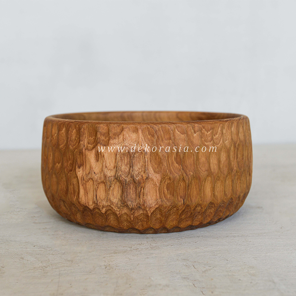 Natural Teak Wood Bowl, Round Wooden Bowl For Serving Food And Salad - Image 2