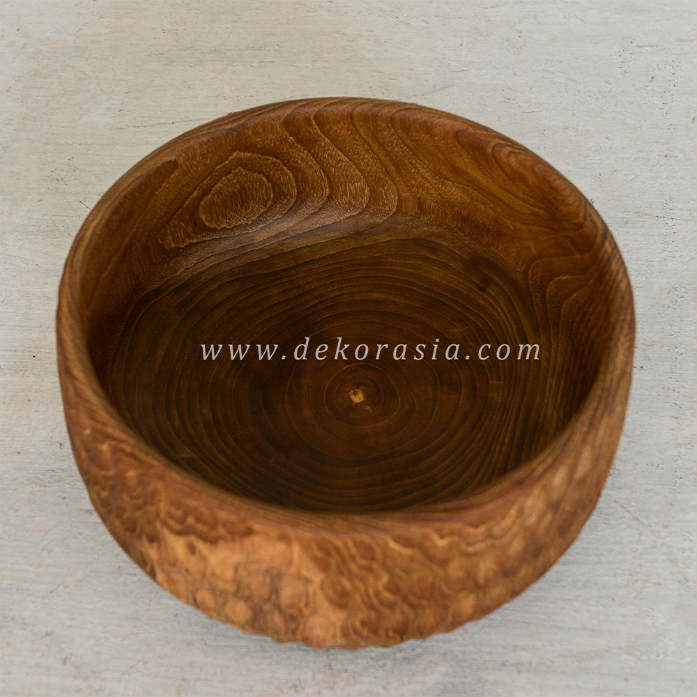 Natural Teak Wood Bowl, Round Wooden Bowl For Serving Food And Salad - Image 4