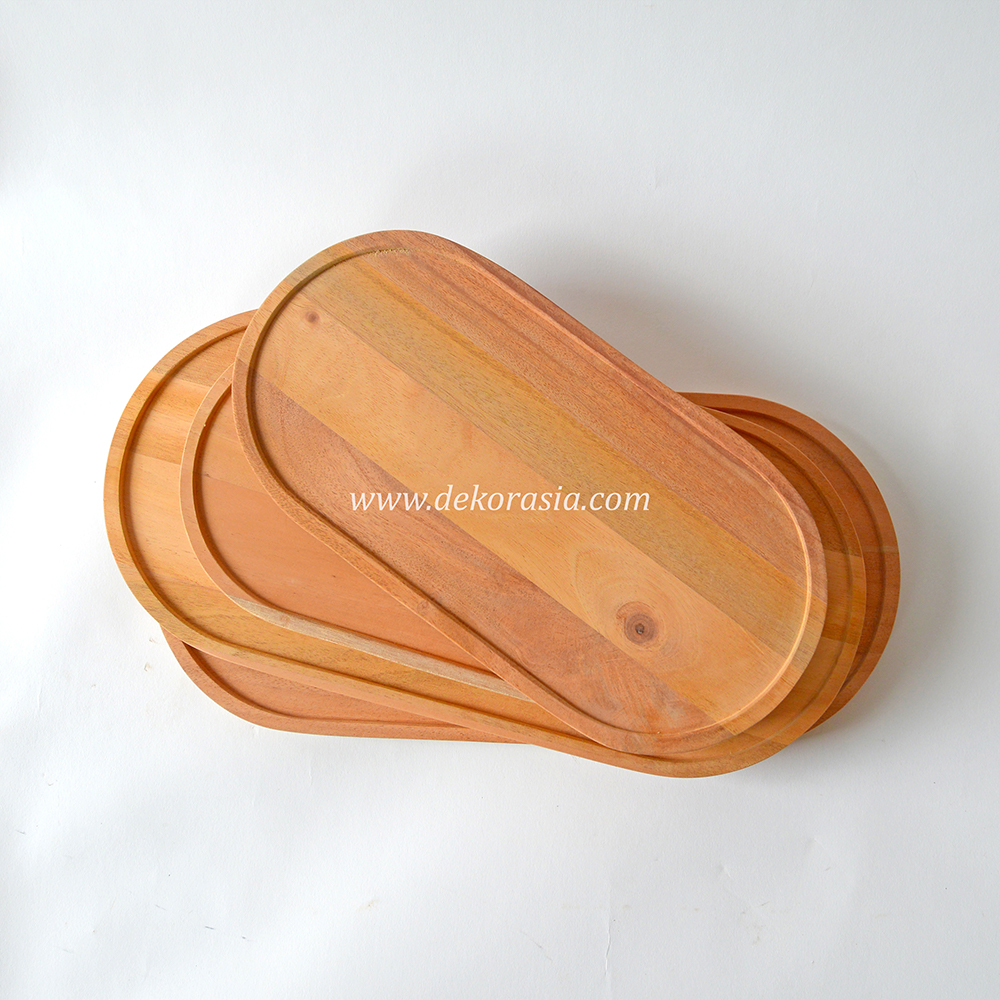 Solid Wooden Oval Tray, Tableware Wooden Tray - Image 4