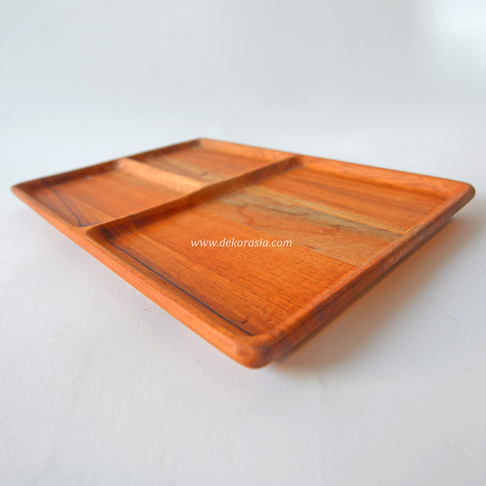 Natural Wooden Plates with 3 Compartment, Wood Plate Tableware - Image 2