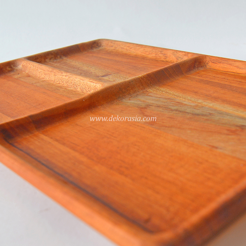 Natural Wooden Plates with 3 Compartment, Wood Plate Tableware - Image 4