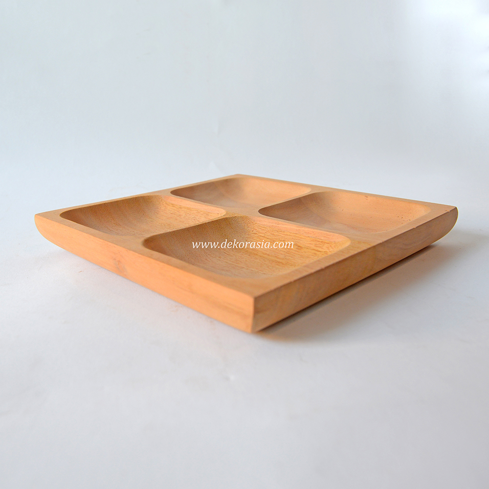 Natural Wooden Square Tray with 4 Compartment Eco-friendly - Image 3