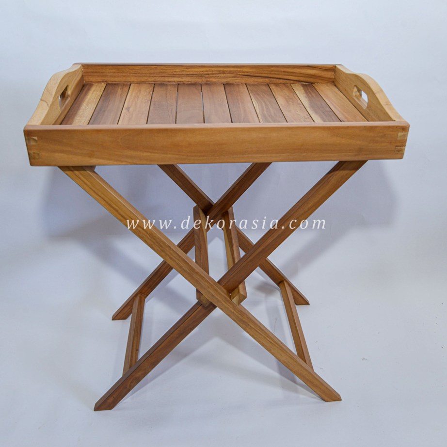Table Wood Tray Stand, Wooden Furniture for Home Decoration, Wooden Tray with Stand - Image 3