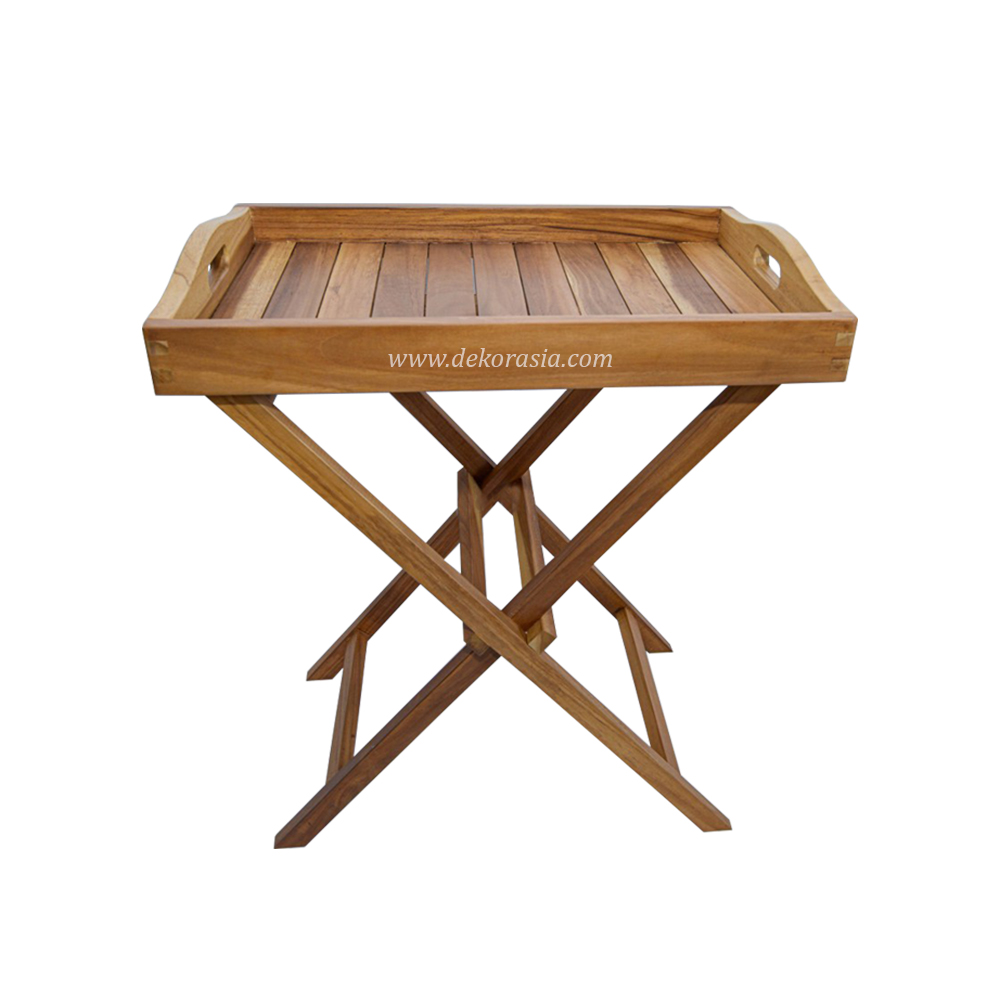 Table Wood Tray Stand, Wooden Furniture for Home Decoration, Wooden Tray with Stand - Image 1