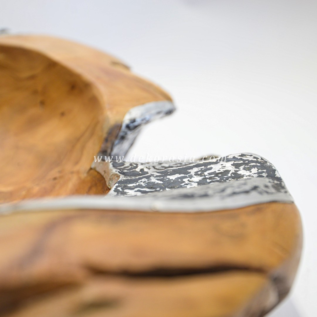Wooden and Aluminium Decorative Bowl, Wooden Bowl for Home Decoration, Natural Wood Bowls Unique - Image 4