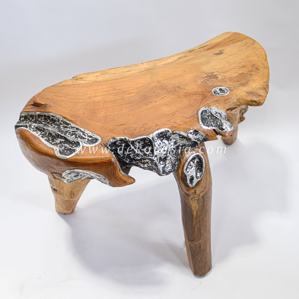 Natural Wood Table Decorative, Wooden and Aluminium Table for Living Room, Wood Tables Furniture - Image 2