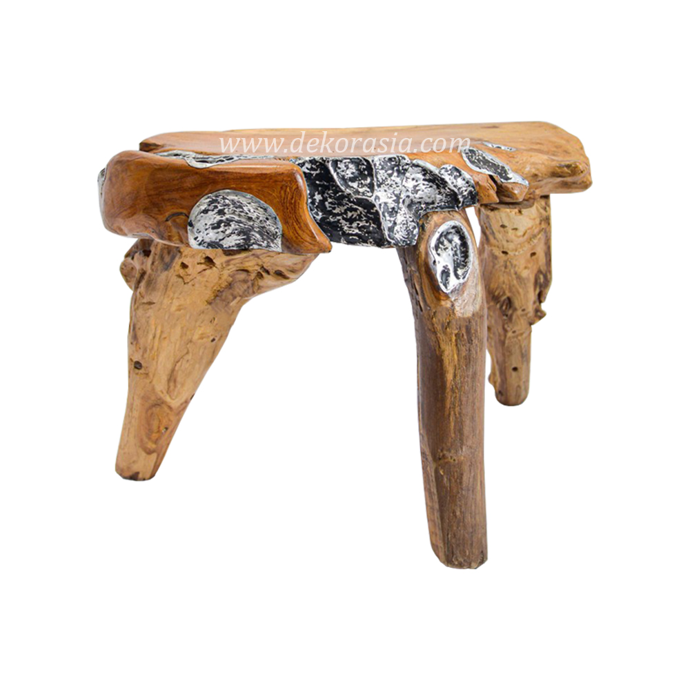 Natural Wood Table Decorative, Wooden and Aluminium Table for Living Room, Wood Tables Furniture - Image 1