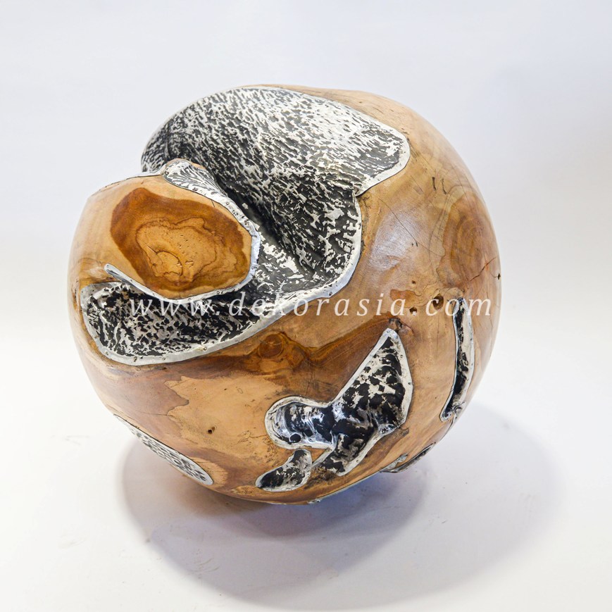 Wooden and Aluminium Decorative, Wooden Ball for Home Decoration, Wooden Ball Handmade - Image 2