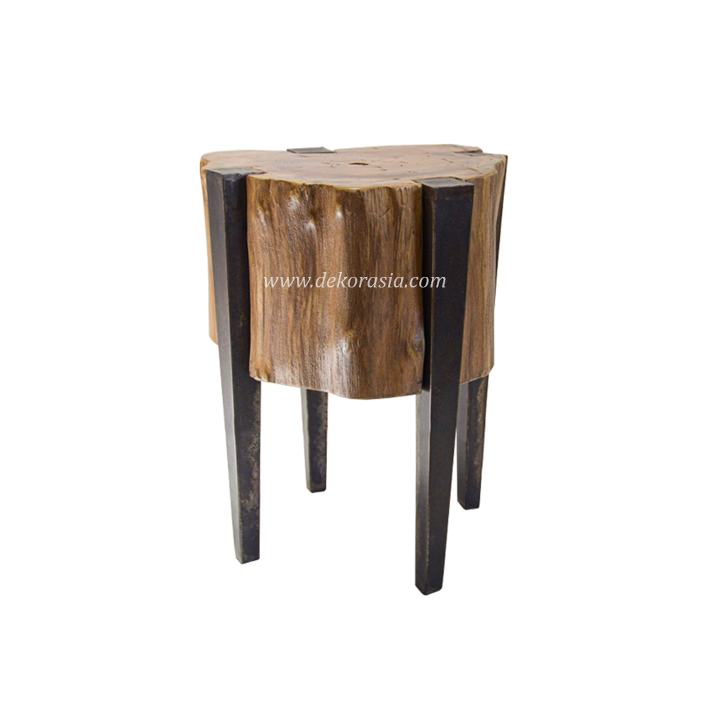 Wood and Metal Industrial Side Table, Wooden Tables for Home Furniture, Solid Wood Table Living Room - Image 1
