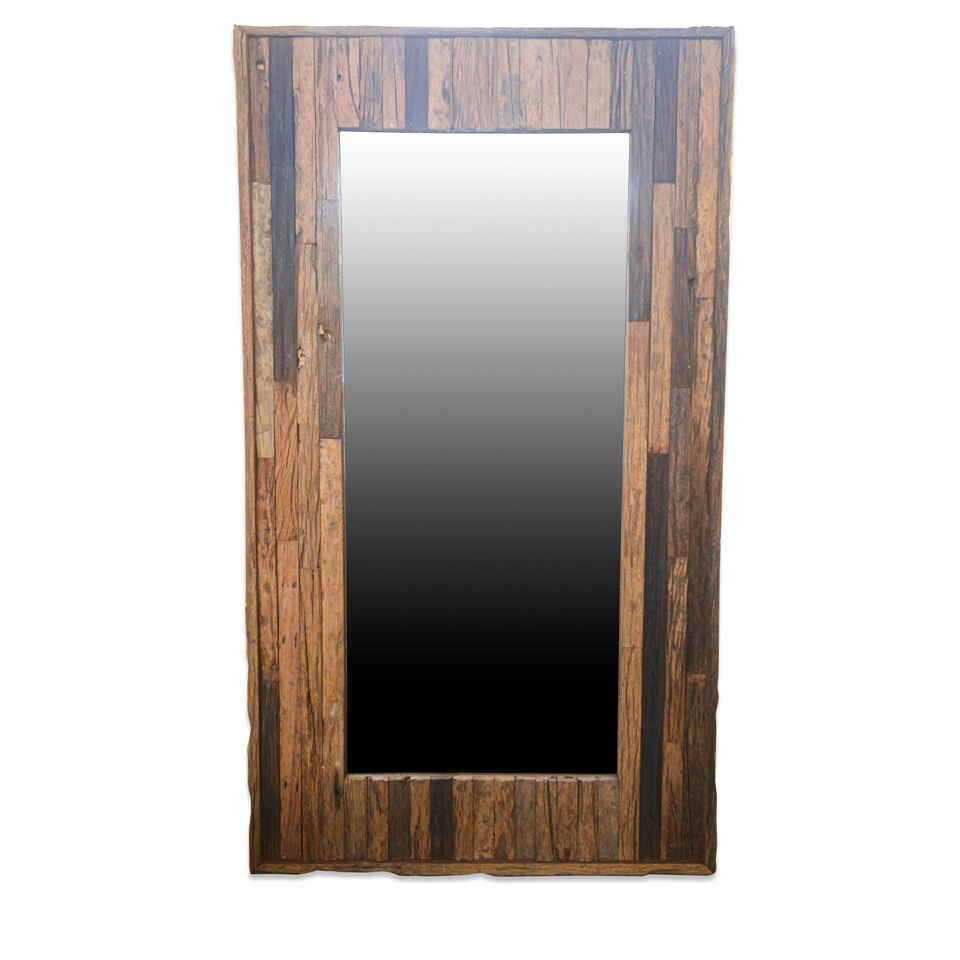 Reclaimed Wood Mirror Home Decorative, Wood Frame Mirror - Wooden Wall Mirror Decor - Image 1