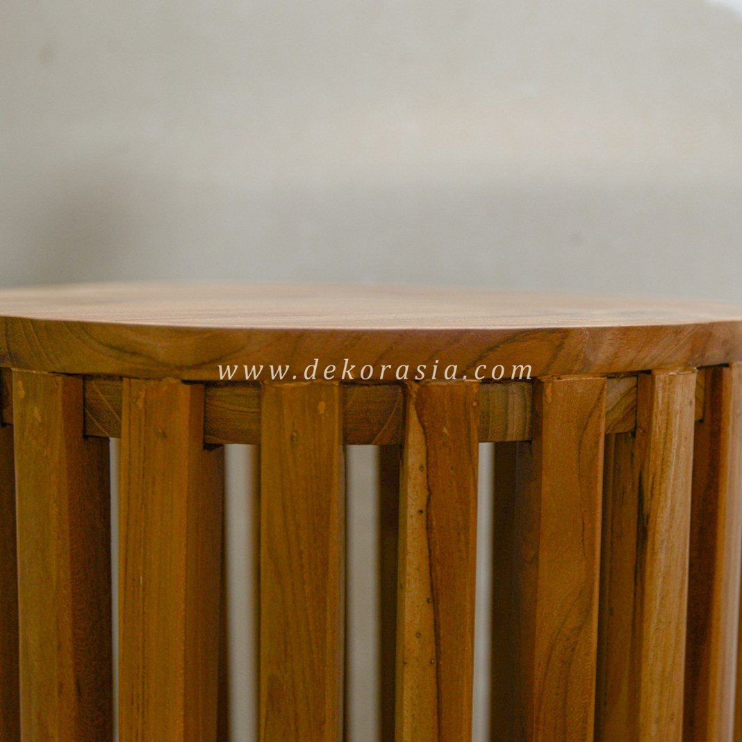 Slatted Wooden Stool - Wooden Stools for Home Furniture - Image 3