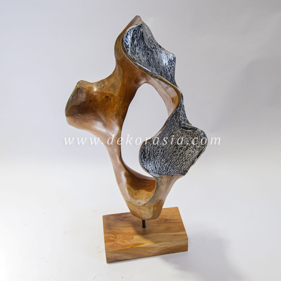 Wood and Aluminium Organic Stand Decorative, High Quality Handmade Natural Wood Decoration - Image 2