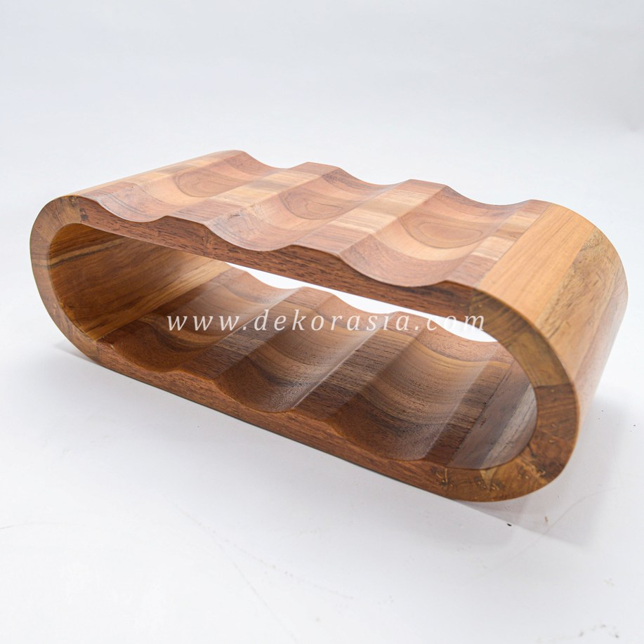 Wooden Wine Rack, Wood Lamination Decorative, Wood Wine 6 Bottle Storage Display Rack - Image 1